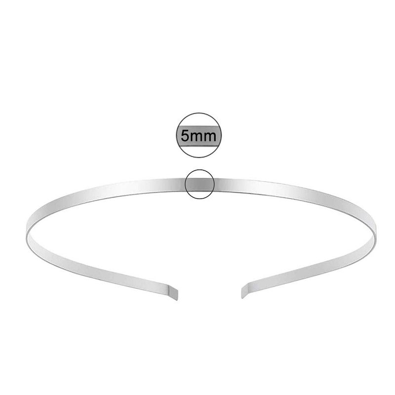 Onwon 12 Pieces Smooth Metal Headbands Frames in Silver Tone for DIY Tiara Base Blank Hairband Silver Plated Head Bands 5mm - Image 2